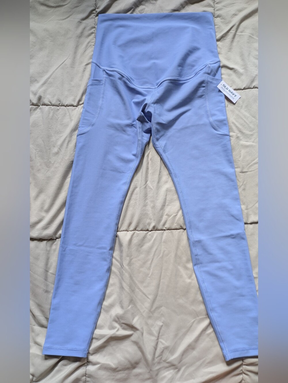 Old Navy Light Blue Maternity High Rise Powersoft Leggings with Side Pockets NWT